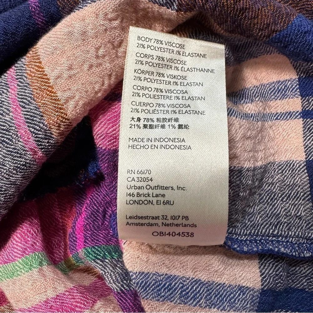 NWT New $98 Pilcro Plaid Deep-V Blouse Size XL